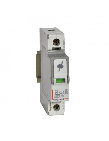 Parafoudre pour protection générale de tableau principal type T1 + type T2 Iimp 12,5kA par pôle -1 Pôle 1 module LEGRAND 412270