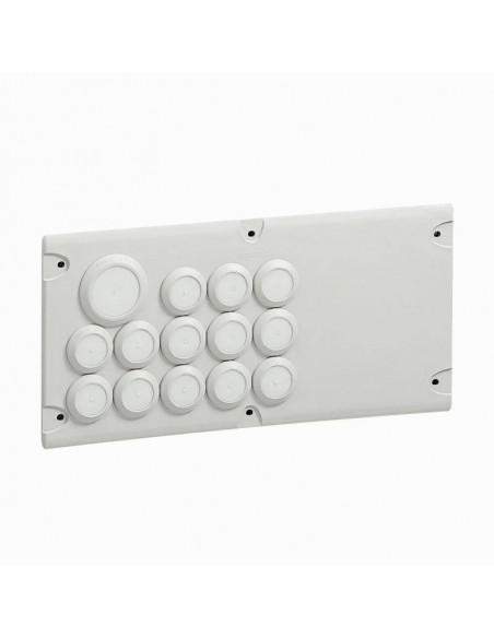 Plaque Cabstop IP55 avec 28 entrées Ø5mm à Ø14mm et 2 sorties Ø14mm à Ø24mm avec 1 réserve LEGRAND 036496