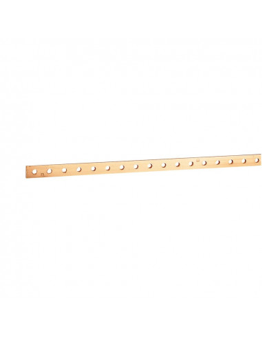 Barre cuivre plate rigide à trous taraudés section 15x4mm 200A ou 160A admissibles longueur 990mm LEGRAND 037433