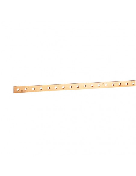 Barre cuivre plate rigide à trous taraudés section 15x4mm 200A ou 160A admissibles longueur 990mm LEGRAND 037433