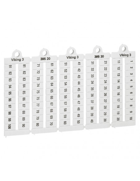 Plaque de 100 repères à lecture horizontale pour bloc de jonction viking 3 pas 6mm avec chiffres 1 à 100 LEGRAND 039520