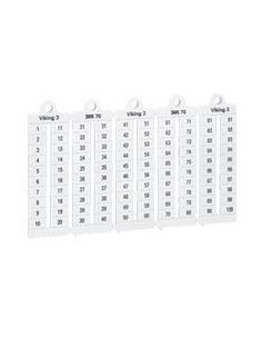 100 repères à lecture verticale pour bloc de jonction viking 3 pas 5mm avec chiffres 1 à 100 LEGRAND 039560
