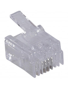 Fiche RJ11 4 contacts largeur 9,65mm pour câble rond LEGRAND 051701