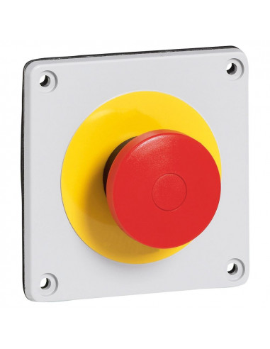Plaque équipée d'un bouton d'arrêt d'urgence Osmoz IP66 pour coffret P17 à fixer sur plastron pré-percé LEGRAND 057740