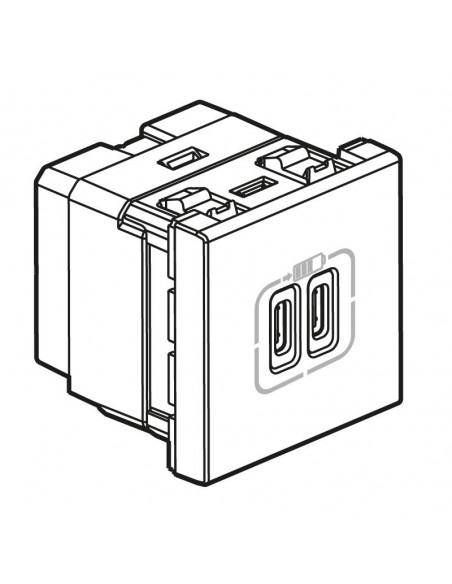 Prise 2 USB Type-C 3A 5V 15W Mosaic 2 modules 230V alu LEGRAND 079390