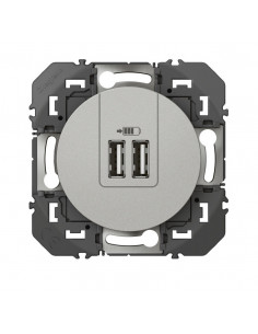 CHARGEUR 2 USB A+A 2.4A 12 W ALU COMPOSABLE DOOXIE LEGRAND 095257