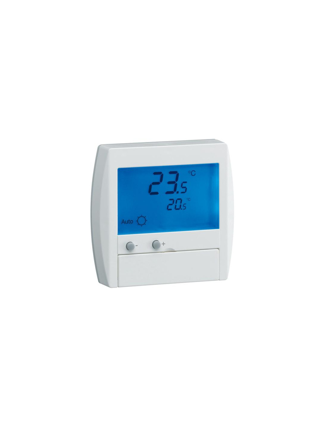 Thermostat ambiance digital semi-encastré chauf élec avec entrée fil pilote  230V HAGER 25120