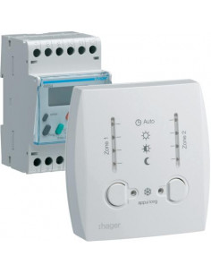 Gestionnaire énergie simplifié pour chauf élec 2 zones sur 7 jours 230V HAGER 49354