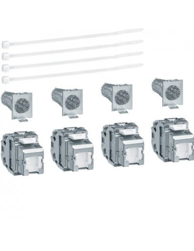 Jeu de 4 connecteurs RJ45 cat.6 pour grade 2TV HAGER TN007