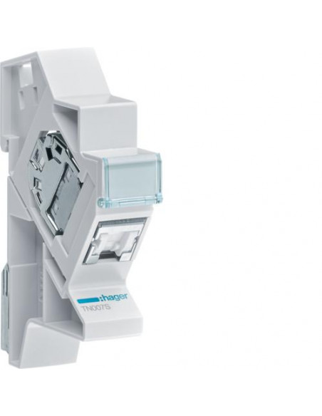 Connecteur RJ45 cat.6 + support modulaire pour grade 2TV HAGER TN007S