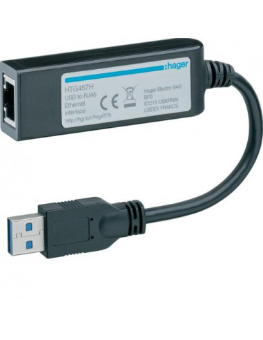 Convertisseur USB vers Ethernet pour HTG411H HAGER HTG457H