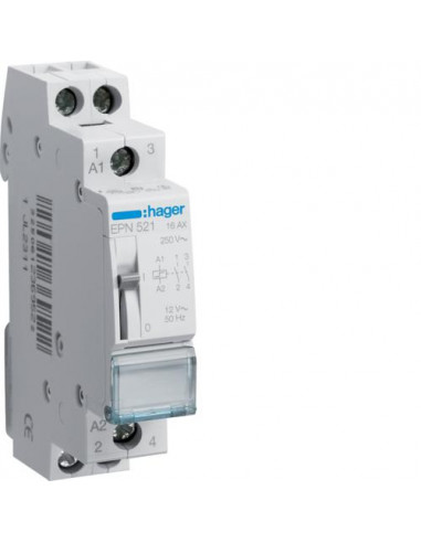 Télérupteur 2F 12V HAGER EPN521