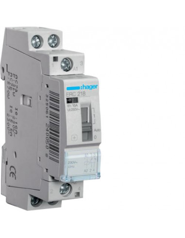 Relais de commande 16A 1F+1O 230V 1 module HAGER ERC218