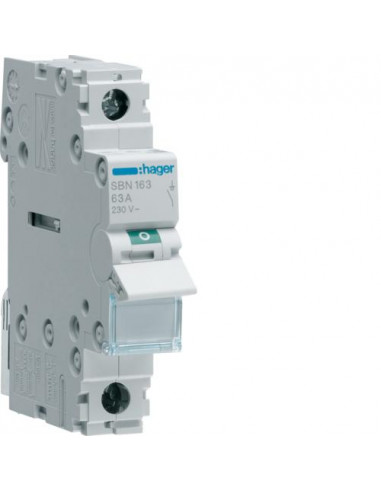 Interrupteur modulaire 1 pôle 63A HAGER SBN163