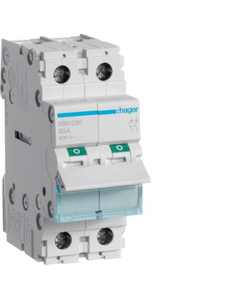 Interrupteur modulaire 2 pôles 80A HAGER SBN280