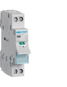 Interrupteur modulaire 2 pôles 16A à voyant HAGER SBB216