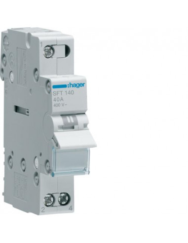 Inverseur modulaire 1 pôle 40A. point commun amont. I-0-II HAGER SFT140