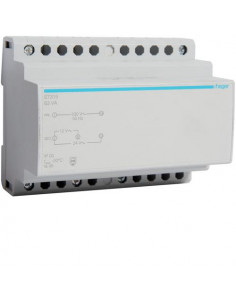 Transformateur sécurité 63VA 230V-12 à 24V HAGER ST315