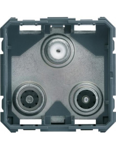 Prise TV + FM + SAT gallery triple directe 2 entrées 2 modules HAGER WXF257