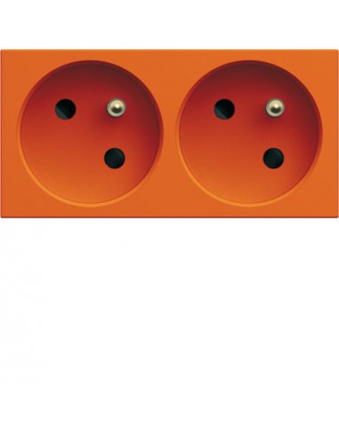 Prise de courant double speciale goulotte gallery 2P+T 16A orange HAGER WXF422E