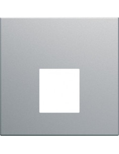 Enjoliveur prise RJ45 gallery sans porte-étiquette 2 modules titane HAGER WXD202T