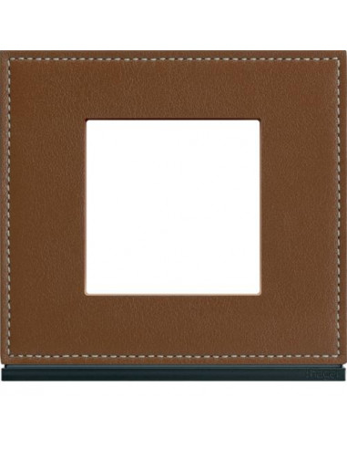 Plaque gallery 1 poste matiere coffee leather HAGER WXP4902