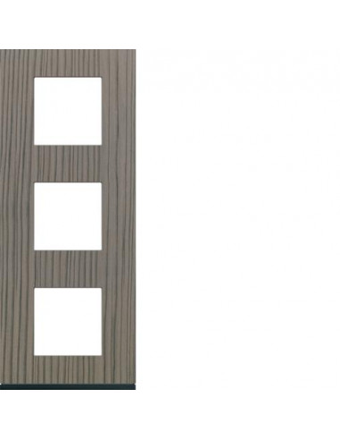 Plaque gallery 3 postes verticale 71mm matiere grey wood HAGER WXP4843