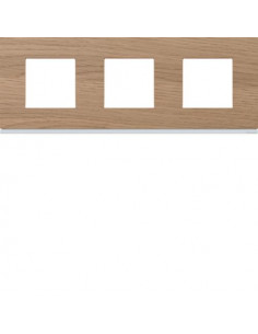 Plaque gallery 3 postes horizontale 71mm matiere oak wood HAGER WXP4713