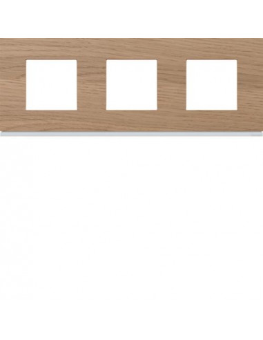 Plaque gallery 3 postes horizontale 71mm matiere oak wood HAGER WXP4713