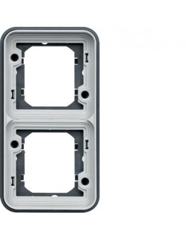cubyko Support d'encastrement double verticale associable gris IP55 HAGER WNA408