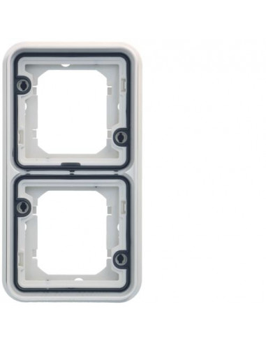 cubyko Support d'encastrement double verticale associable blanc IP55 HAGER WNA408B
