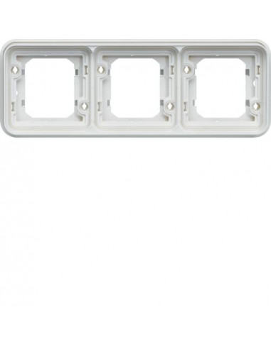 cubyko Support d'encastrement triple horizontale associable blanc IP55 HAGER WNA403B