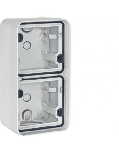 cubyko Boîte double horizontale vide avec 4 entrées associable blanc IP55 HAGER WNA685B