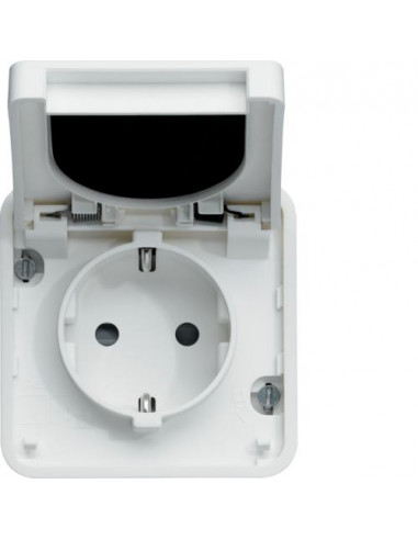 cubyko Prise Schuko associable blanc IP55 HAGER WNA160B