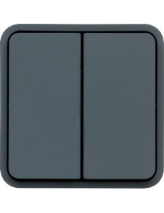 cubyko Double poussoir 1O/1F associable gris IP55 HAGER WNA044