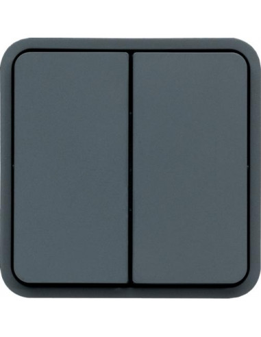 cubyko Double poussoir 1O/1F associable gris IP55 HAGER WNA044