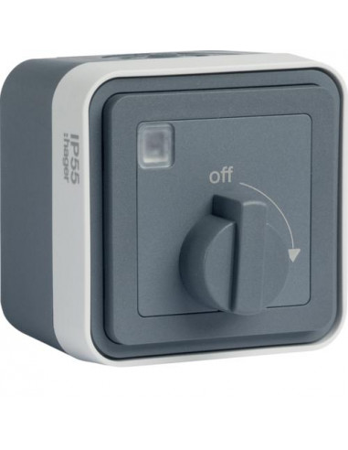 cubyko Minuterie bouton rotatif saillie gris IP55 HAGER WNC009