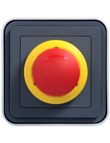cubyko Arrêt d'urgence 1/4 tour saillie gris IP55 HAGER WNC033