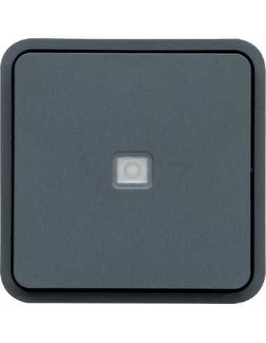 cubyko Poussoir 1O/1F lumineux associable gris IP55 HAGER WNA021