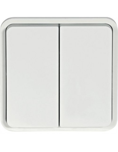 cubyko Double poussoir 1O/1F associable blanc IP55 HAGER WNA044B