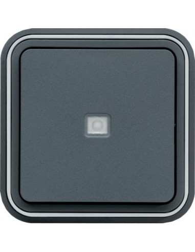 cubyko Poussoir 1F à voyant témoin encastré gris IP55 HAGER WNE023