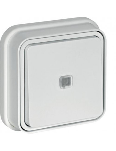 cubyko Poussoir 1F à voyant témoin encastré blanc IP55 HAGER WNE023B