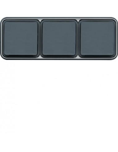cubyko Prise triple horizontale 2P+T encastré gris IP55 HAGER WNE123
