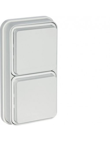 cubyko Prise double verticale 2P+T encastré blanc IP55 HAGER WNE132B