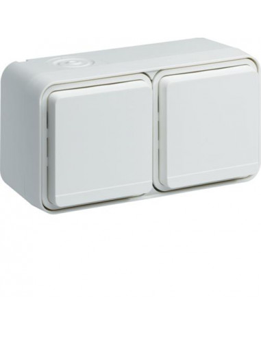 cubyko Prise double horizontale 2P+T saillie blanc IP55 HAGER WNC122B