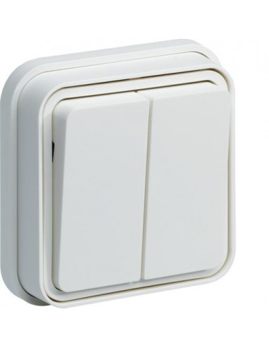 cubyko Double interrupteur va-et-vient encastré blanc IP55 HAGER WNE040B