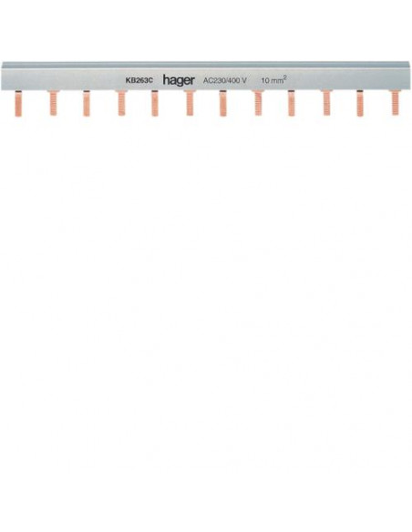 Barre de pontage 2P 63A languette 10mm² 24M HAGER KB263C