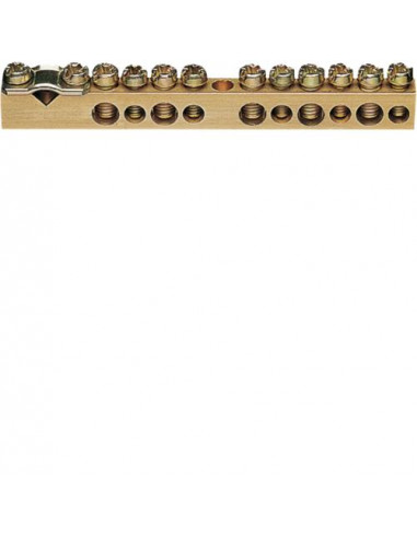 Borne en laiton. 85mm. 1x25mm² - 5x10mm² - 5x16mm². sans base de montage HAGER K151