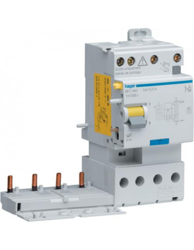 Bloc différentiel double sortie 4 Pôles 40A 30mA type AC HAGER BDC840