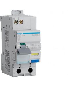 Disjoncteur différentiel 1P+N 4.5-6kA courbe C - 10A 30mA type AC HAGER ADC810F